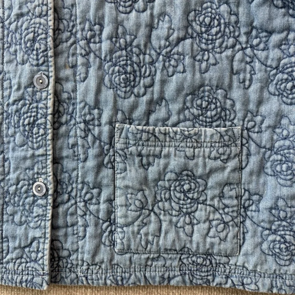 Coldwater Creek Soft Denim Quilted Floral Blue Jacket Woman's Size 3X - Picture 7 of 10